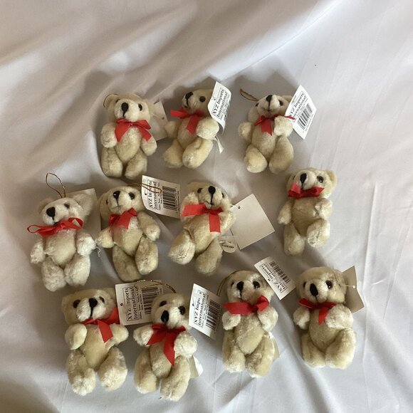 Lot of 11 Vintage 1999 Mini Teddy Bears – Poseable Arms & Legs – 3" Plush – Holi - Picture 1 of 3